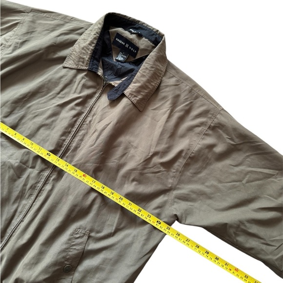 Men Haggar Golf Bomber Style Jacket Brown Made In Egypt Size Large - Picture 3 of 5